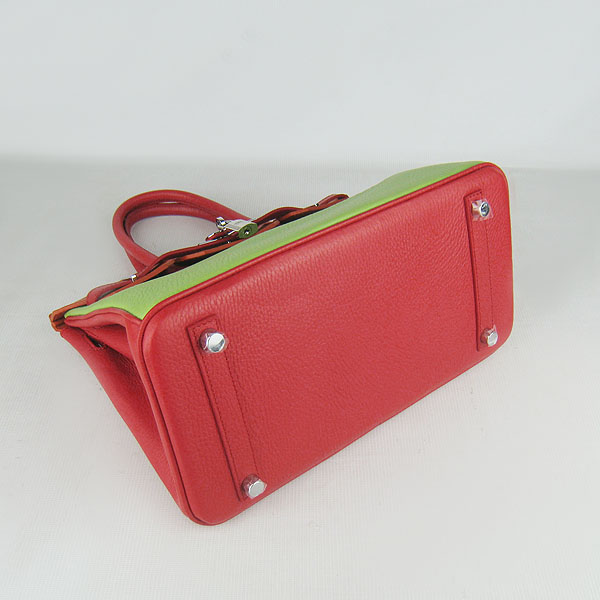 Replica Hermes 30CM Embossed Veins Leather Bag Red/Orange/Green 6088 On Sale - Click Image to Close